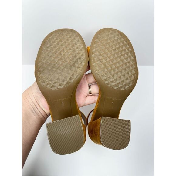 Aerosoles Sandals Womens Size 5 Tan Faux Suede Ankle Strap Open Toe Block Heel - Picture 10 of 10